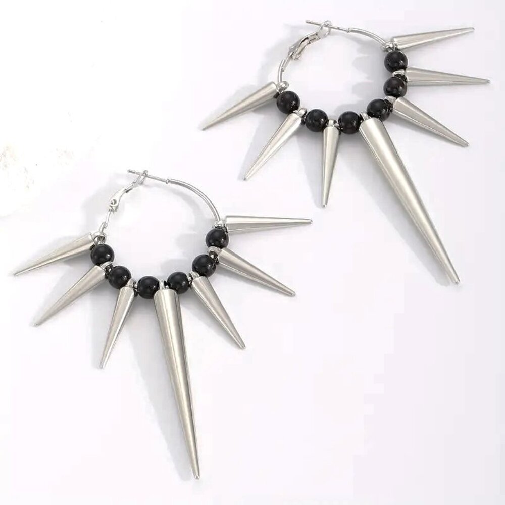 Spike Earrings Goth Emo Scene Retro Unisex Unique Rave Stylish Edgy Tribal Bold - Picture 6 of 6